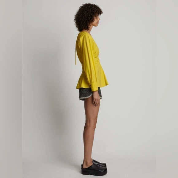 New! Proenza Schouler White Label Poplin V Neck Top in Yellow Sun 💛 size 4 - Picture 3 of 11